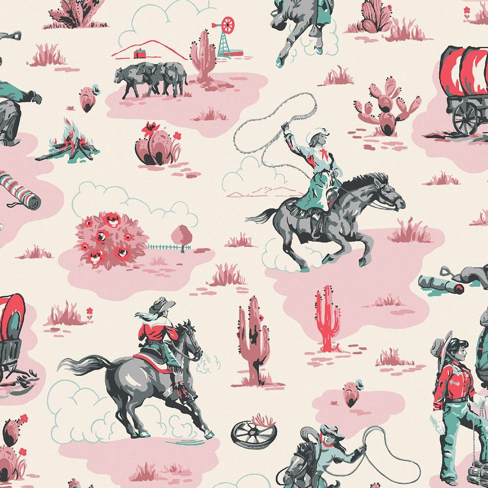 Cath Kidston Cowgirls Pink Wallpaper - 125534_TILE_COWGIRLS PINK_01.jpg