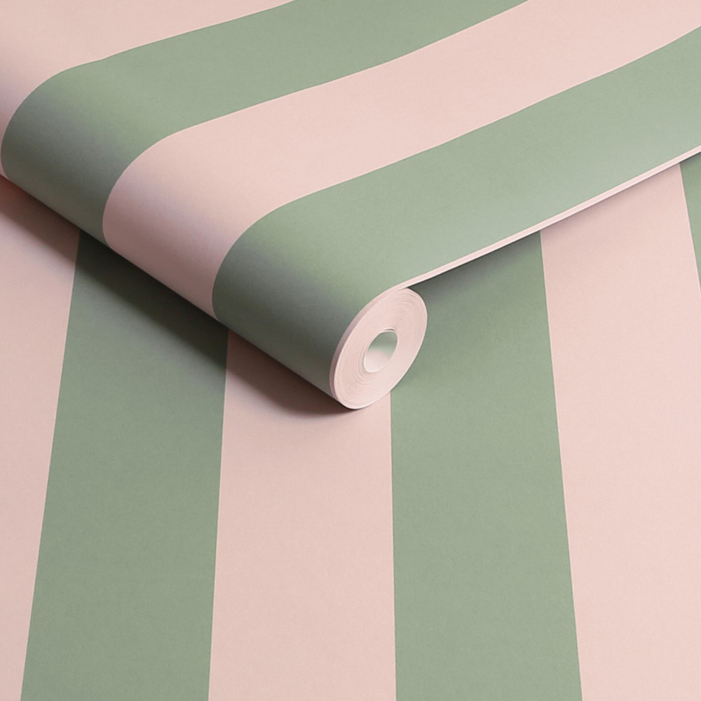 Cath Kidston Canopy Stripe Green & Pink Wallpaper - 125518_ROLLSHOT_CANOPY STRIPE GREEN & PINK_01.jpg