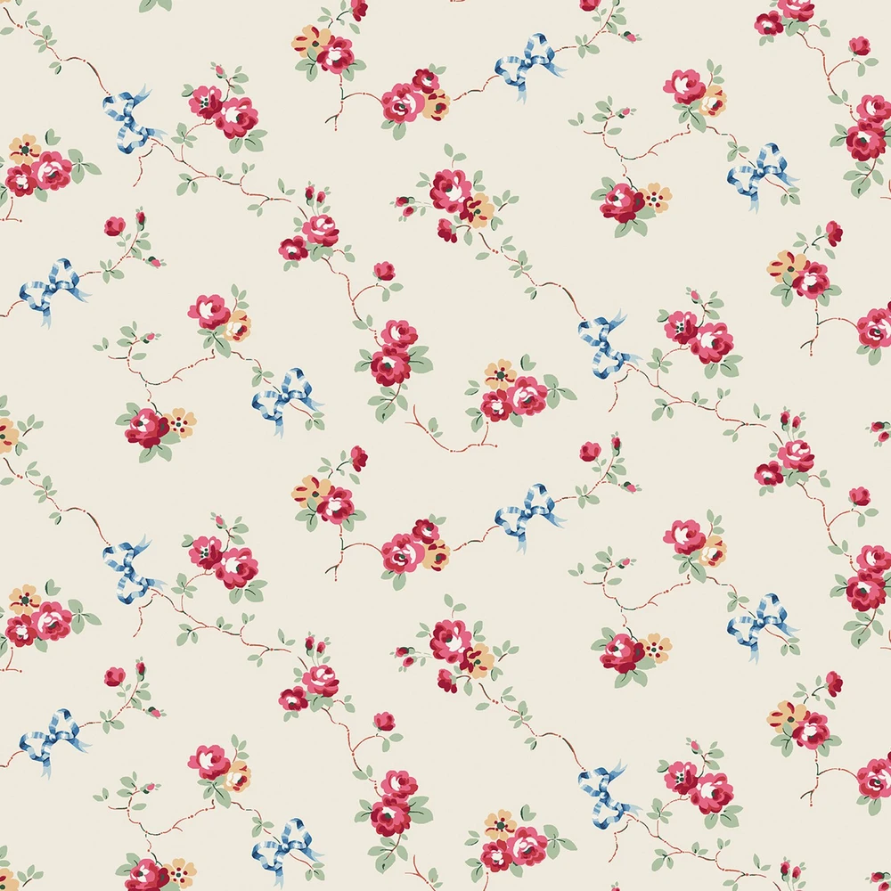 Cath Kidston Rose & Bows Cream Wallpaper - 125511_TILE_ROWS & BOWS CREAM_01.jpg