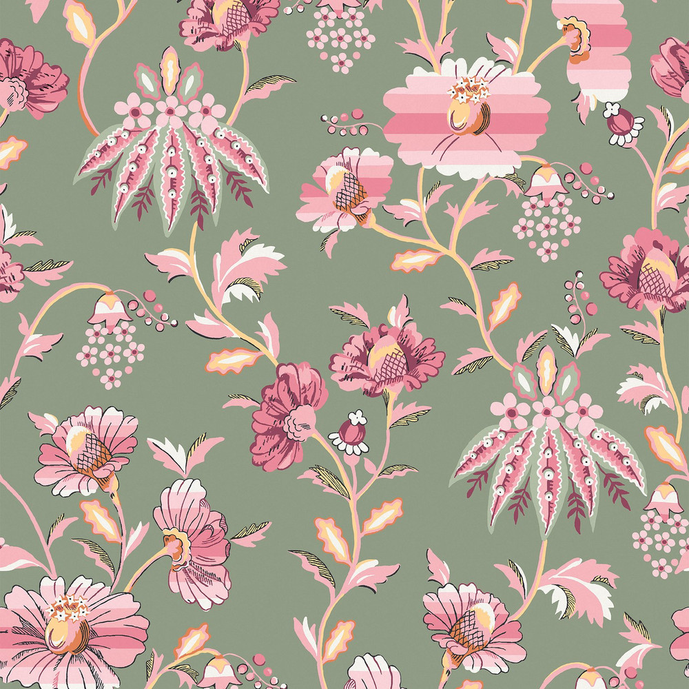 Cath Kidston Friendship Garden Sage Wallpaper - 125524_TILE_FRIENDSHIP GARDEN SAGE_01.jpg