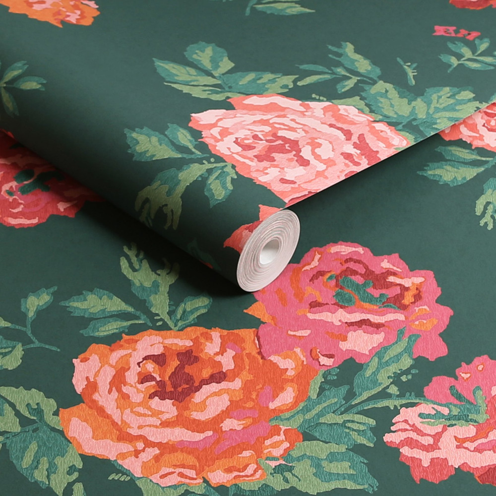 Cath Kidston Archive Rose Green Wallpaper - 125496_ROLLSHOT_ARCHIVE ROSE GREEN_01.jpg