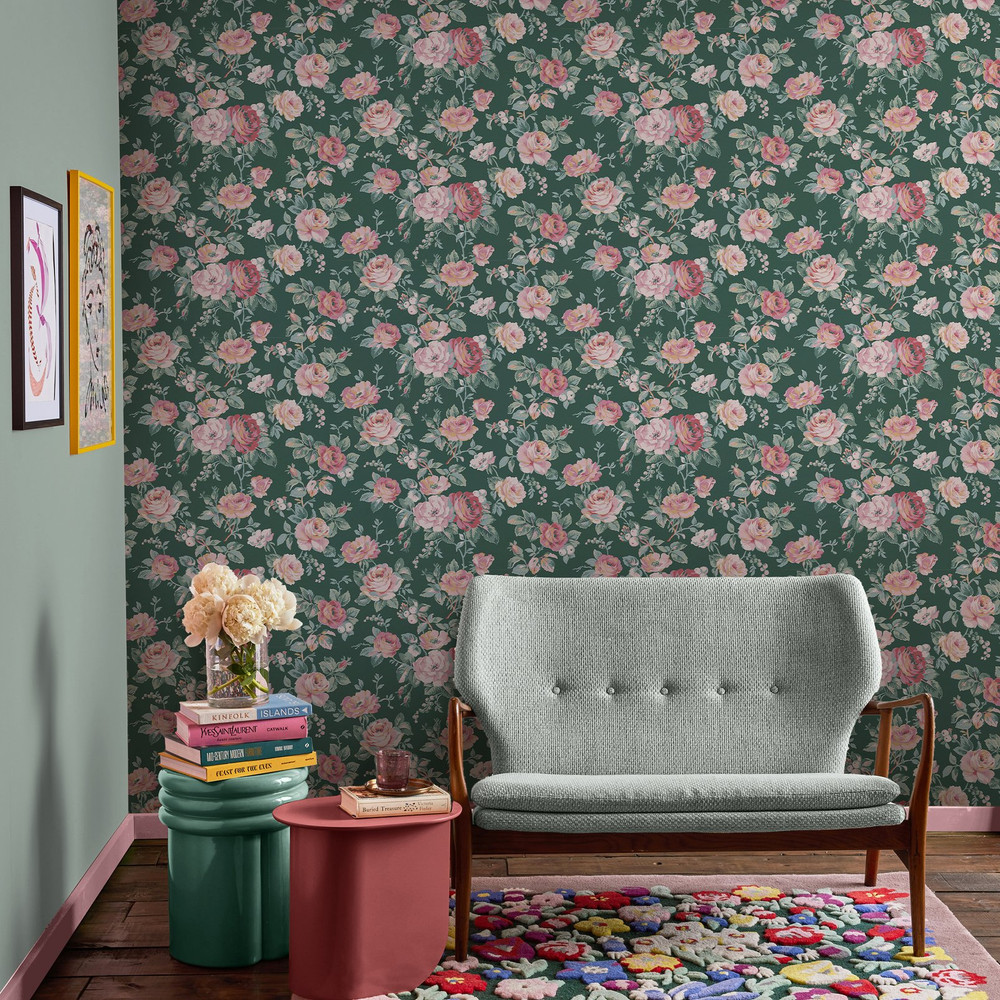 Cath Kidston Garden Rose Green Wallpaper - 125502_ROOMSET_GARDEN ROSE GREEN_01.jpg