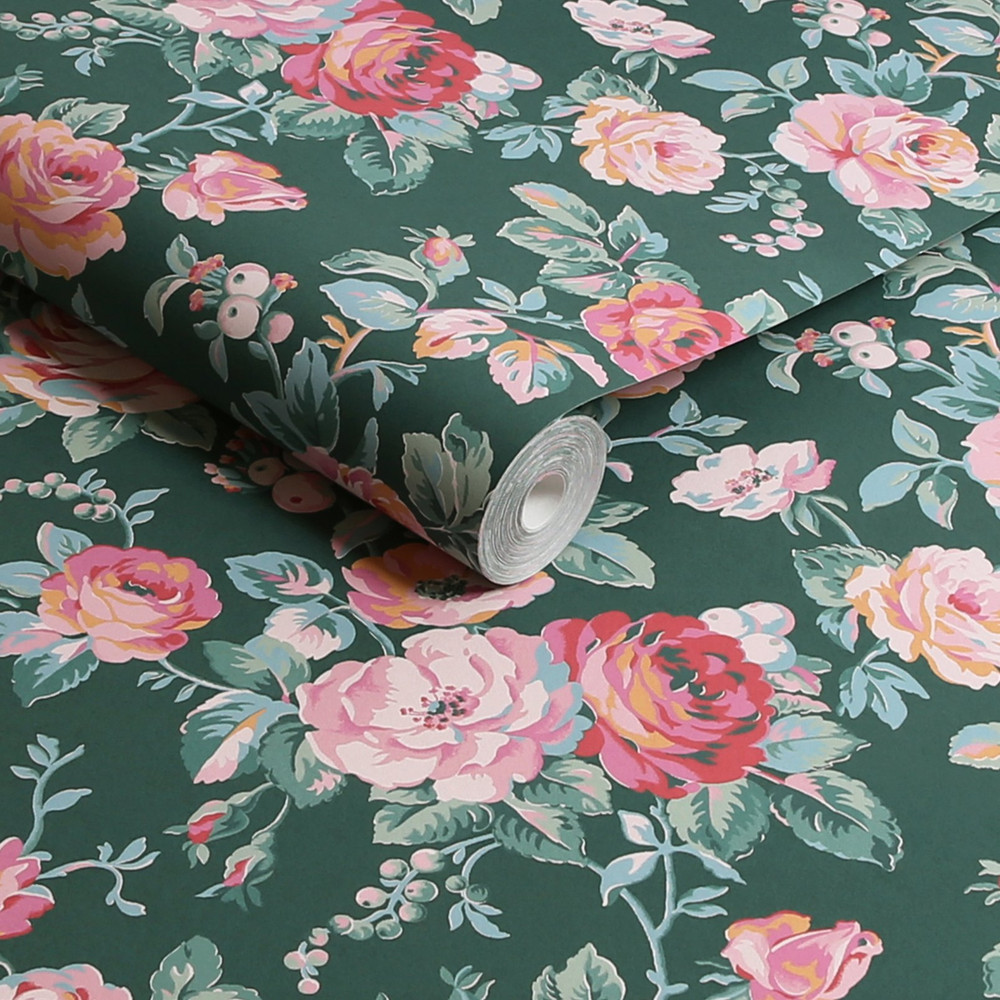 Cath Kidston Garden Rose Green Wallpaper - 125502_ROLLSHOT_GARDEN ROSE GREEN_01.jpg
