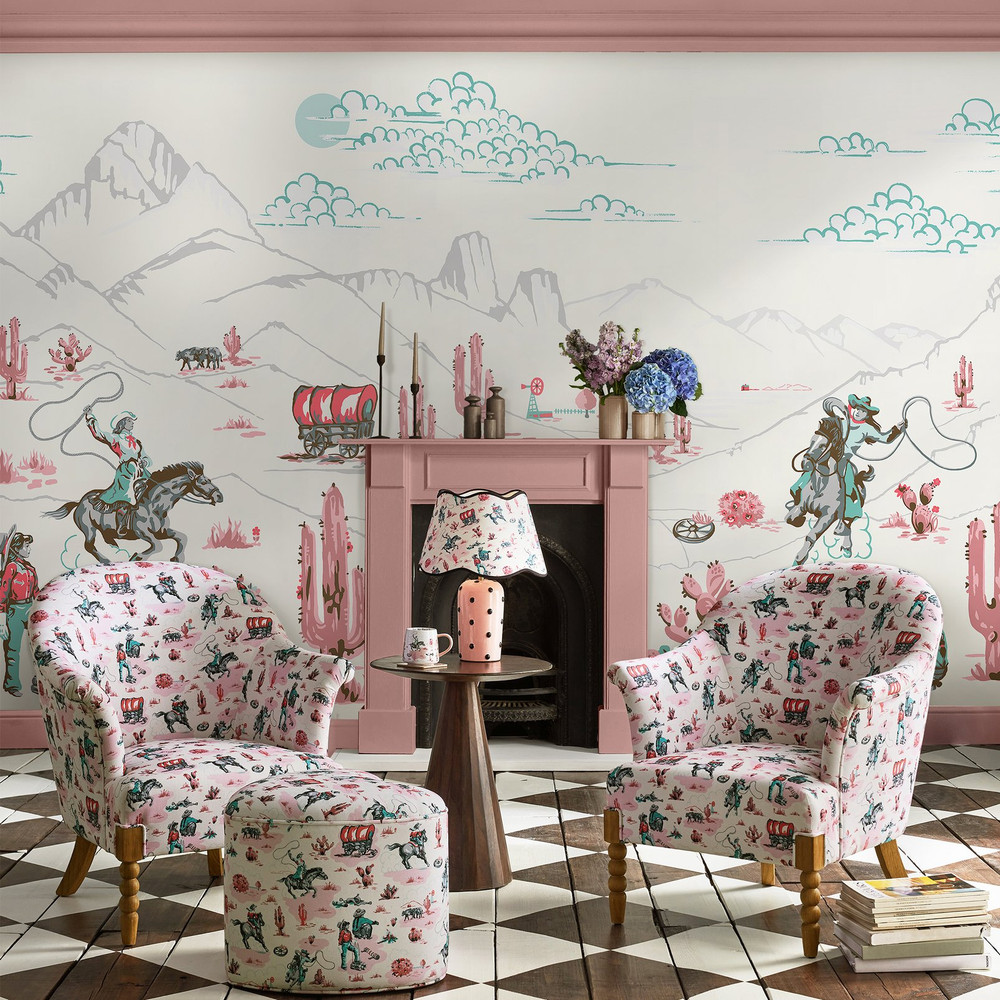 Cowgirls Pink Bespoke Mural - 127727FXST_ROOMSET_COWGIRLS PINK FIXED SIZE MURAL_01.jpg