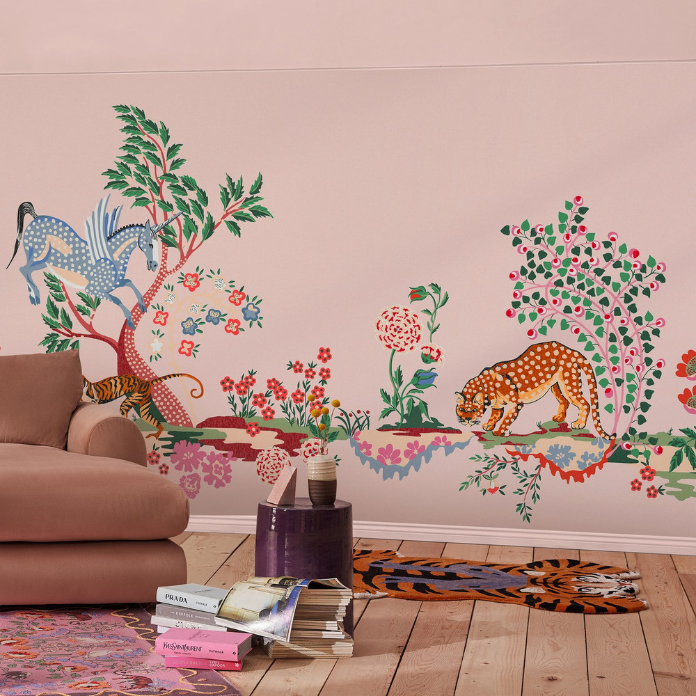 Painted Kingdom Pink Bespoke Mural - 127745_ROOMSET_PAINTED KINGDOM PINK MURAL_01.jpg