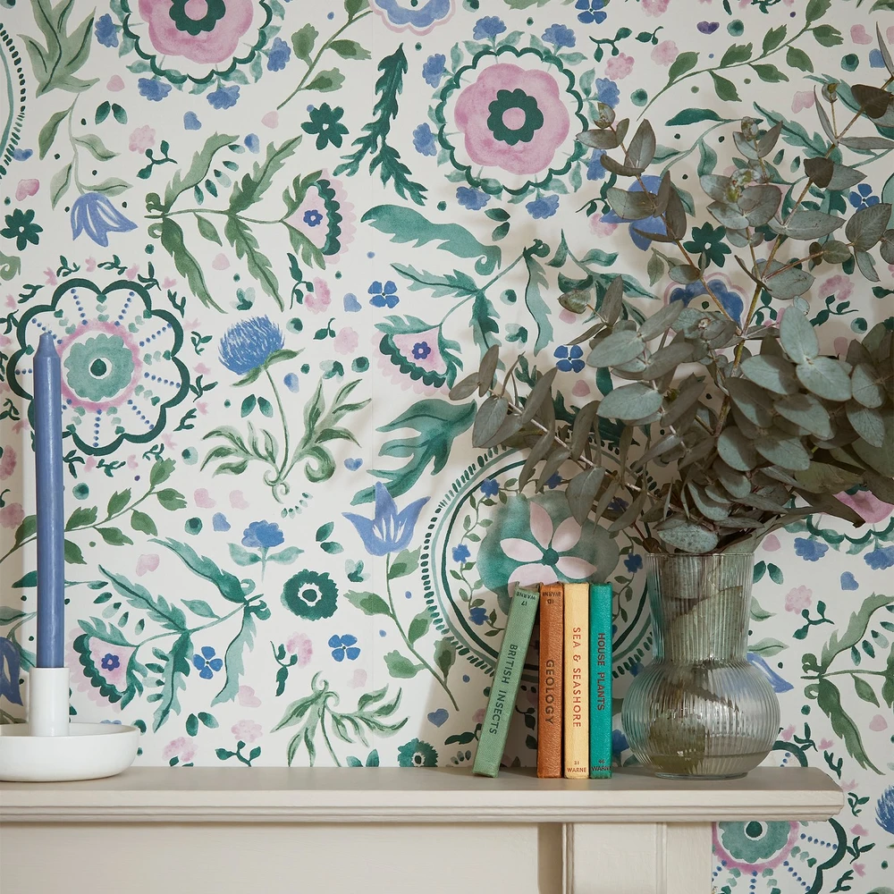 Joules Festival Flowers Cream Wallpaper - 128959_ROOMSET_FESTIVAL FLOWERS PRINT CREAM MULTI_01.jpg