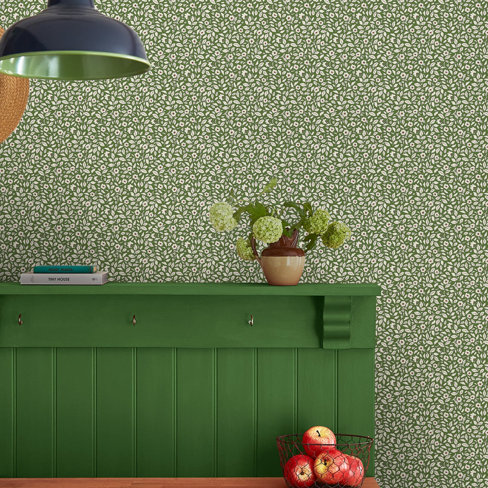 Joules Ditsy Floral Green Wallpaper - 128914_ROOMSET_DITSY FLORAL PRINT GREEN_01.jpg