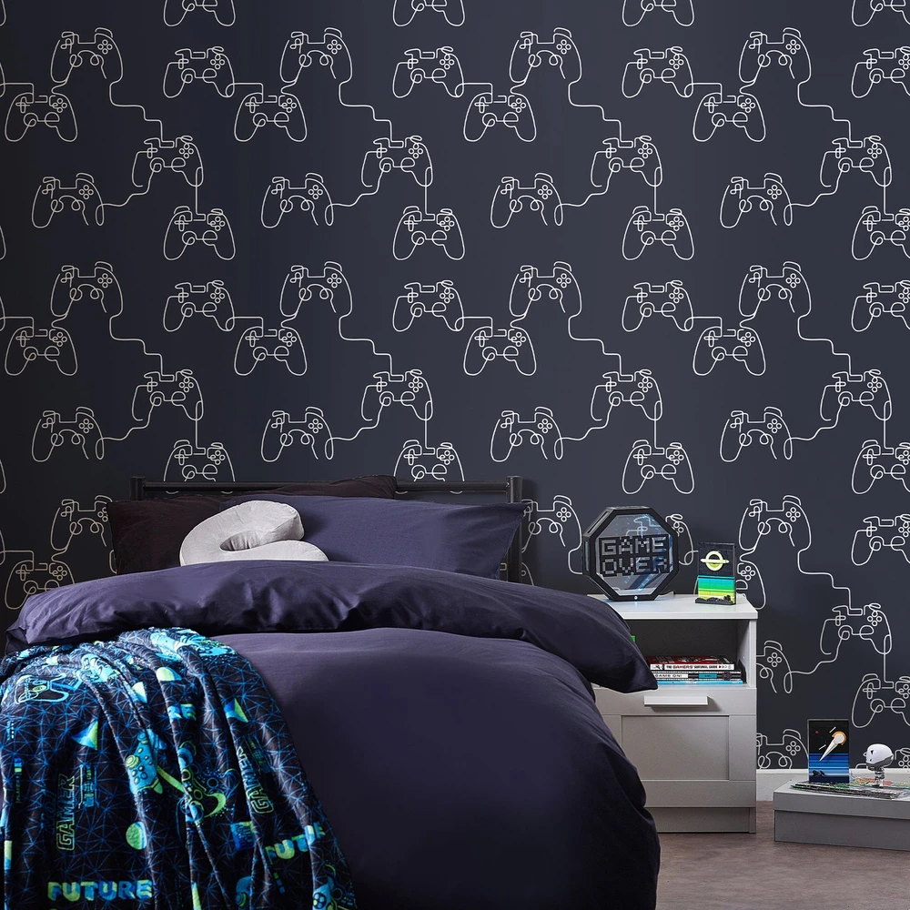 Next Gamer Doodle Navy Wallpaper - 127712_ROOMSET_GAMER DOODLE NAVY_01.jpg