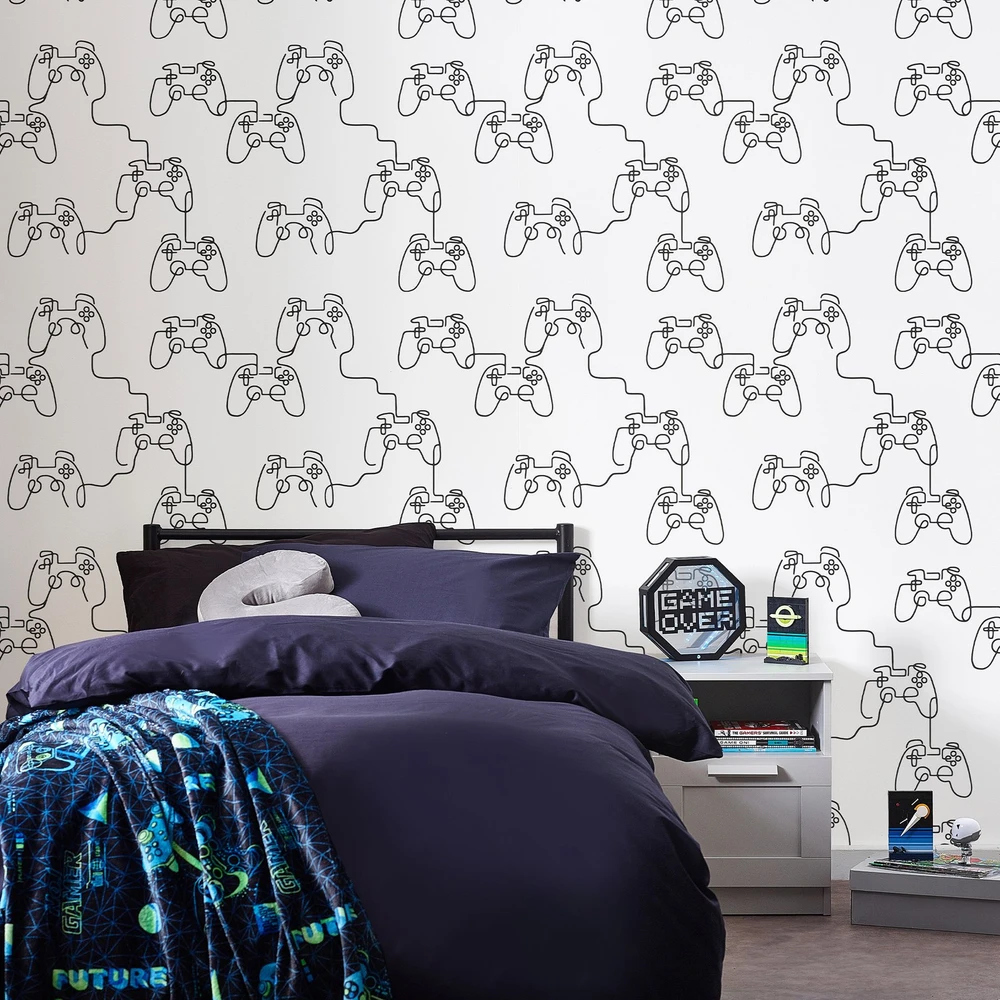 Next Gamer Doodle Black & White Wallpaper - 127711_ROOMSET_GAMER DOODLE BLACK & WHITE_01.jpg
