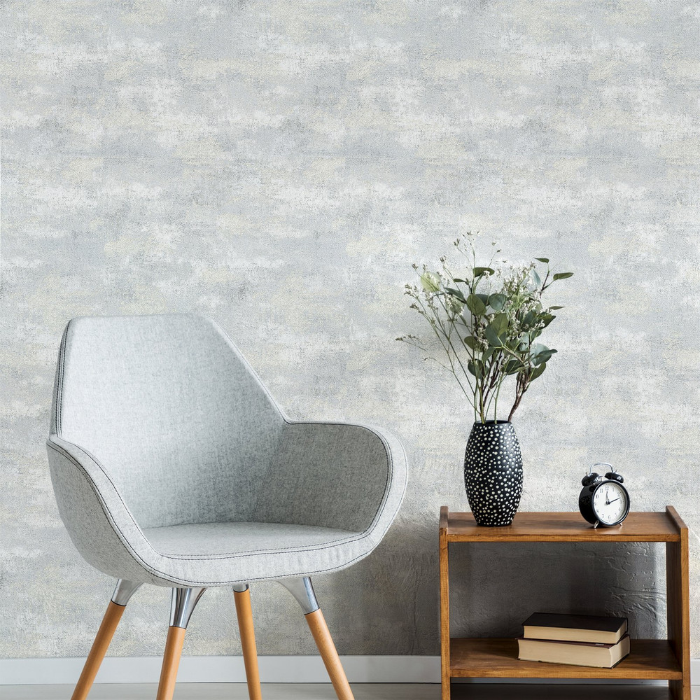 Urban Plaster Silver Wallpaper - 128793_ROOMSET_URBAN PLASTER SILVER_01.jpg