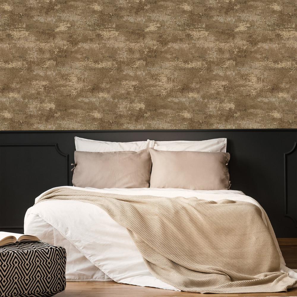 Urban Plaster Bronze Wallpaper - 128802_ROOMSET_URBAN PLASTER BRONZE_02.jpg