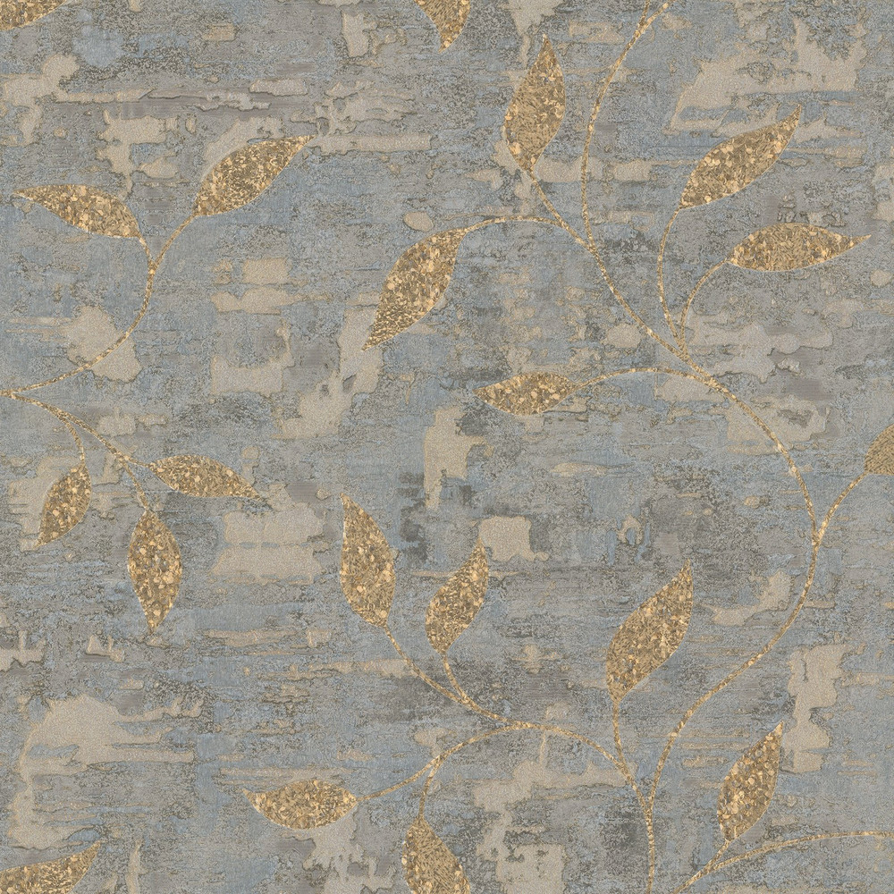 Ornamental Leaf Steel & Gold Wallpaper - 128796_TILE_ORNAMENTAL LEAF STEEL GOLD_01.jpg