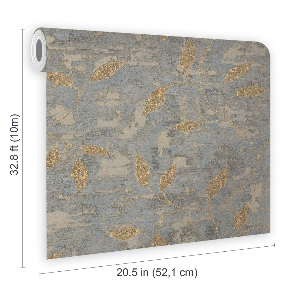 Ornamental Leaf Steel & Gold Wallpaper - 128796_DIGITAL ROLL_ORNAMENTAL LEAF STEEL GOLD_01.jpg