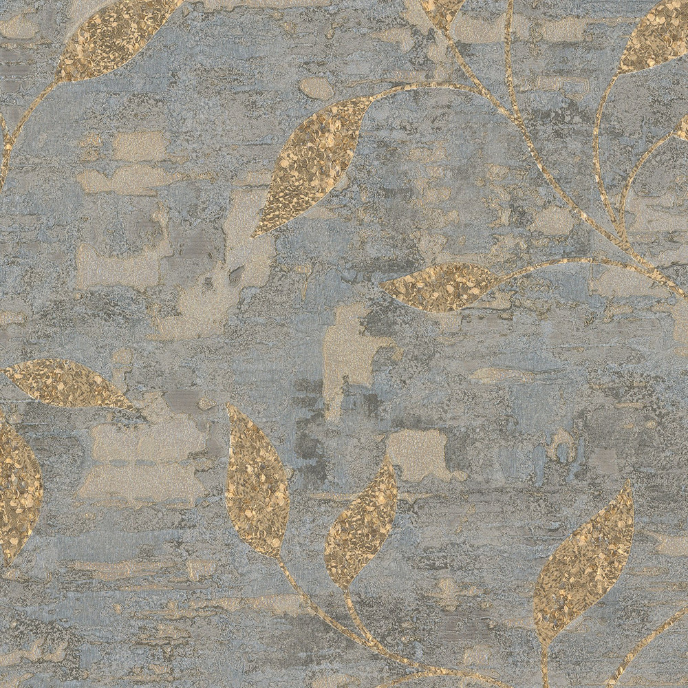 Ornamental Leaf Steel & Gold Wallpaper - 128796_DETAIL_ORNAMENTAL LEAF STEEL GOLD_01.jpg