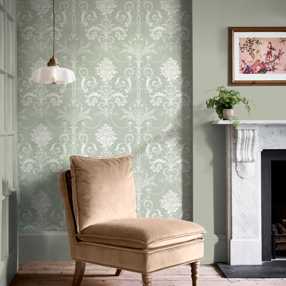 Laura Ashley Josette Sage Green Wallpaper - 130114_ROOMSET_JOSETTE SAGE GREEN_01.jpg