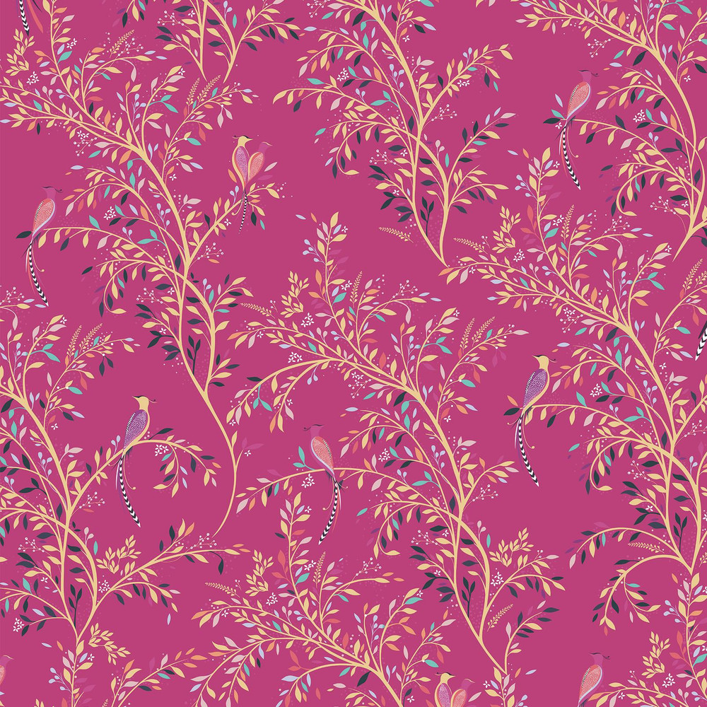 Birds of Paradise Fuchsia Roller Blind by Sara Miller - 131222rol_DETAIL_01.jpg