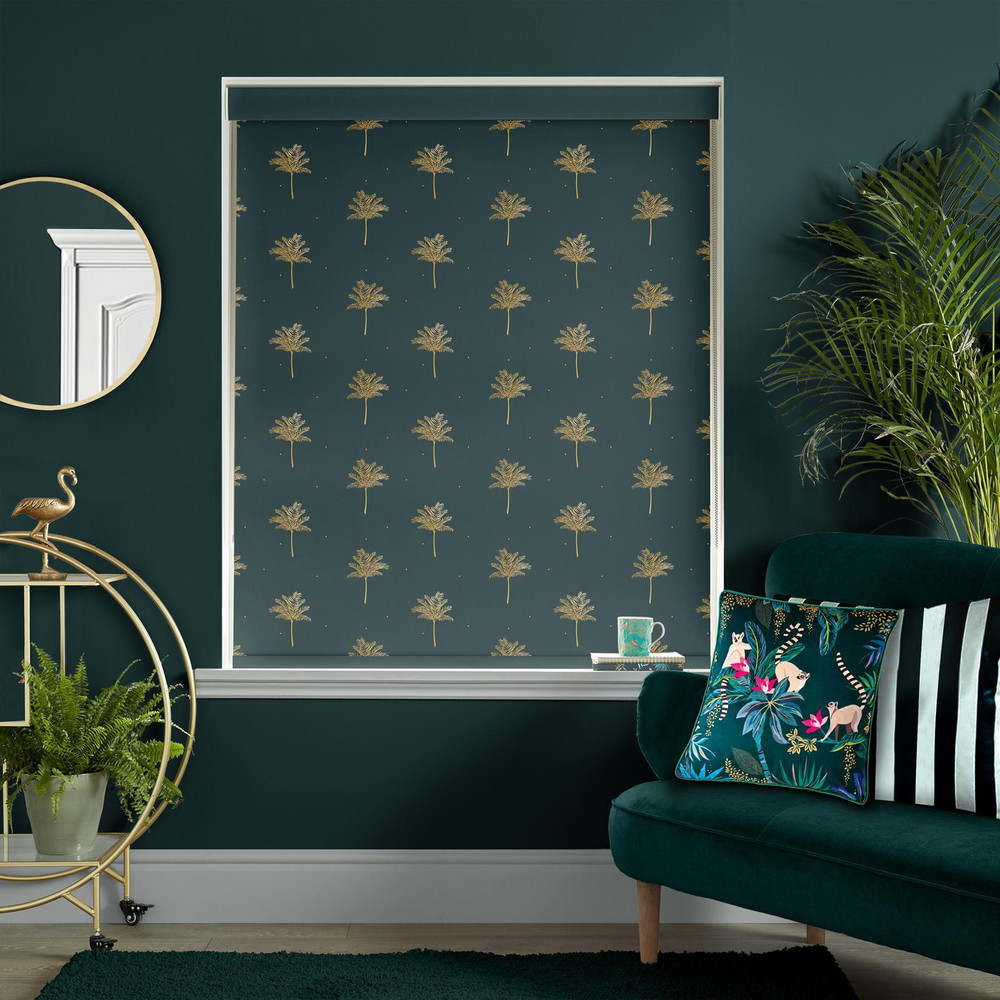 Small Palm Tree Forest Green Roller Blind - 131135rol_ROOMSET_02.jpg