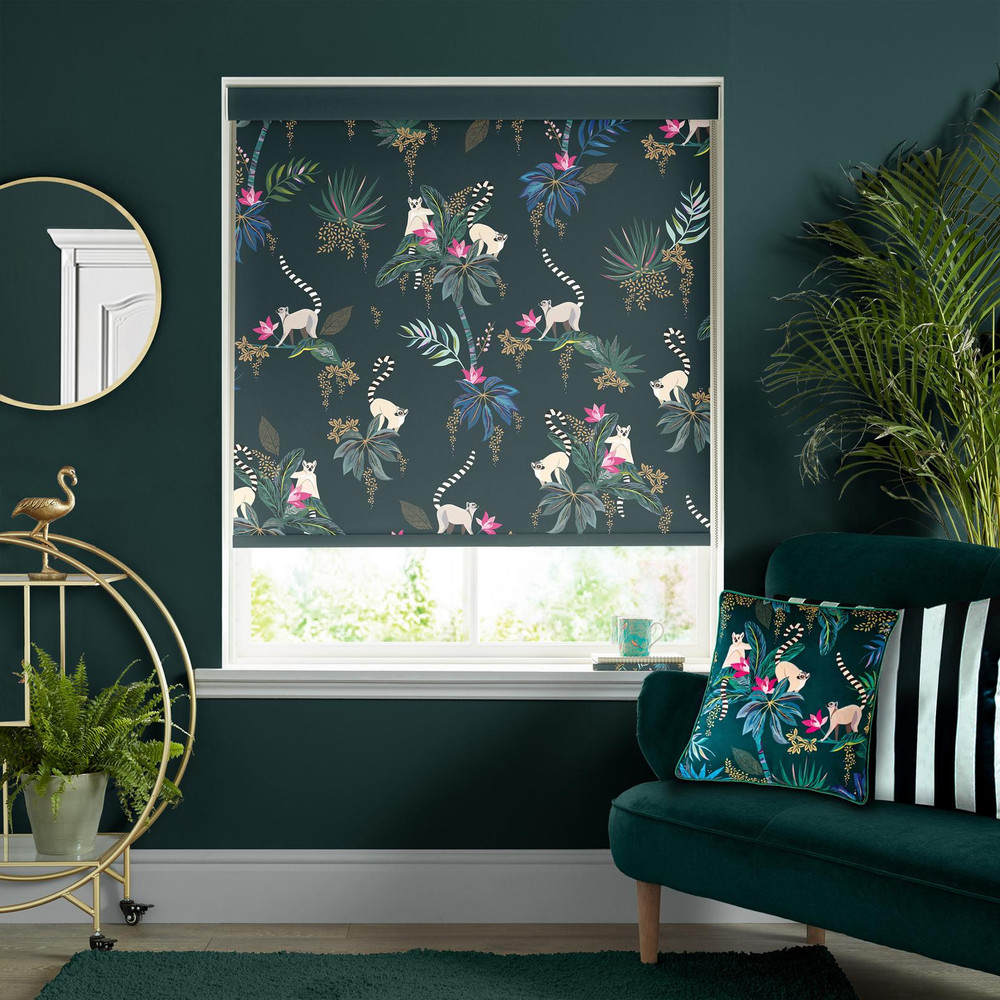 Lemur Forest Green Roller Blind by Sara Miller - 131119rol_ROOMSET_01.jpg