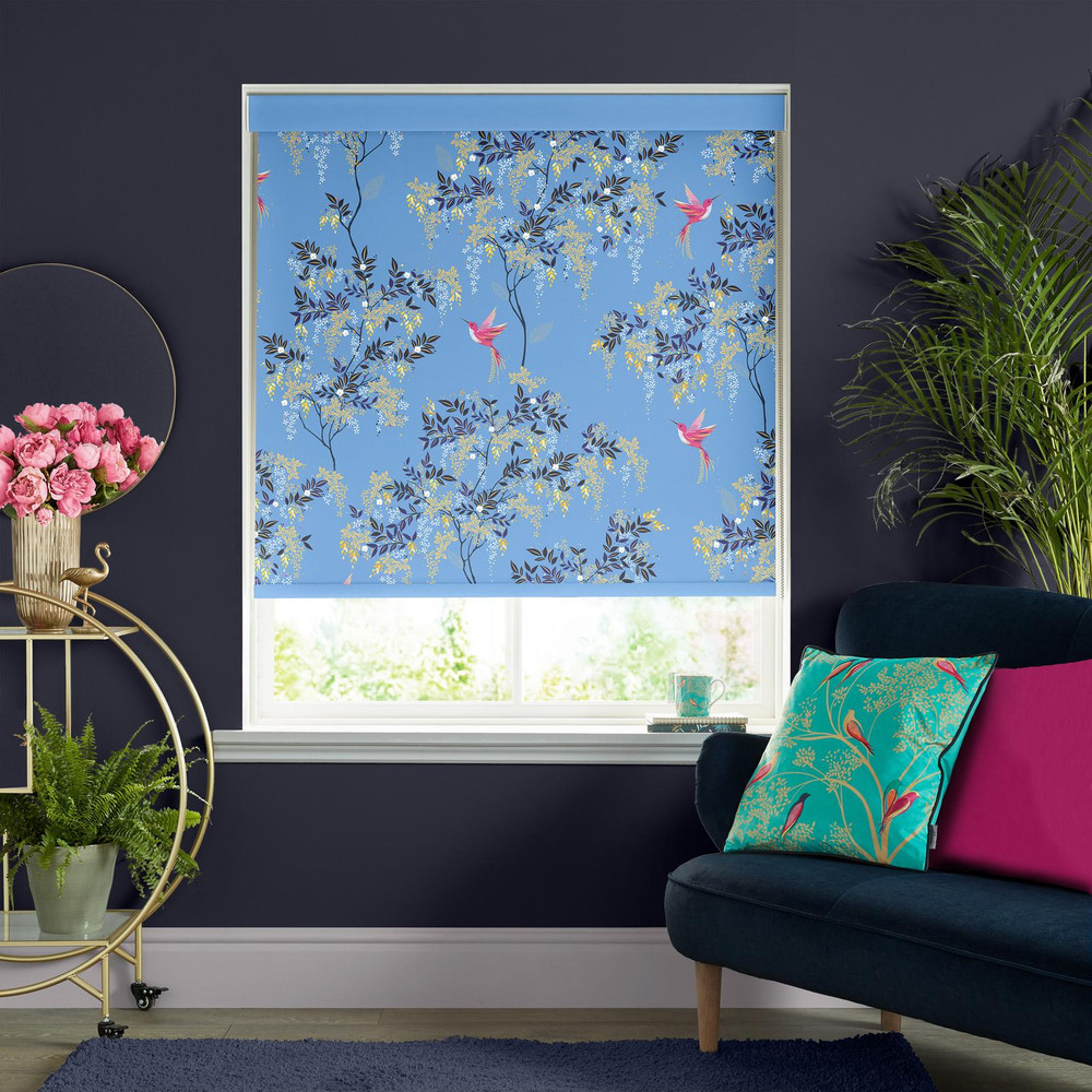 Hummingbird Cornflower Blue Roller Blind by Sara Miller - 131111rol_ROOMSET_01.jpg