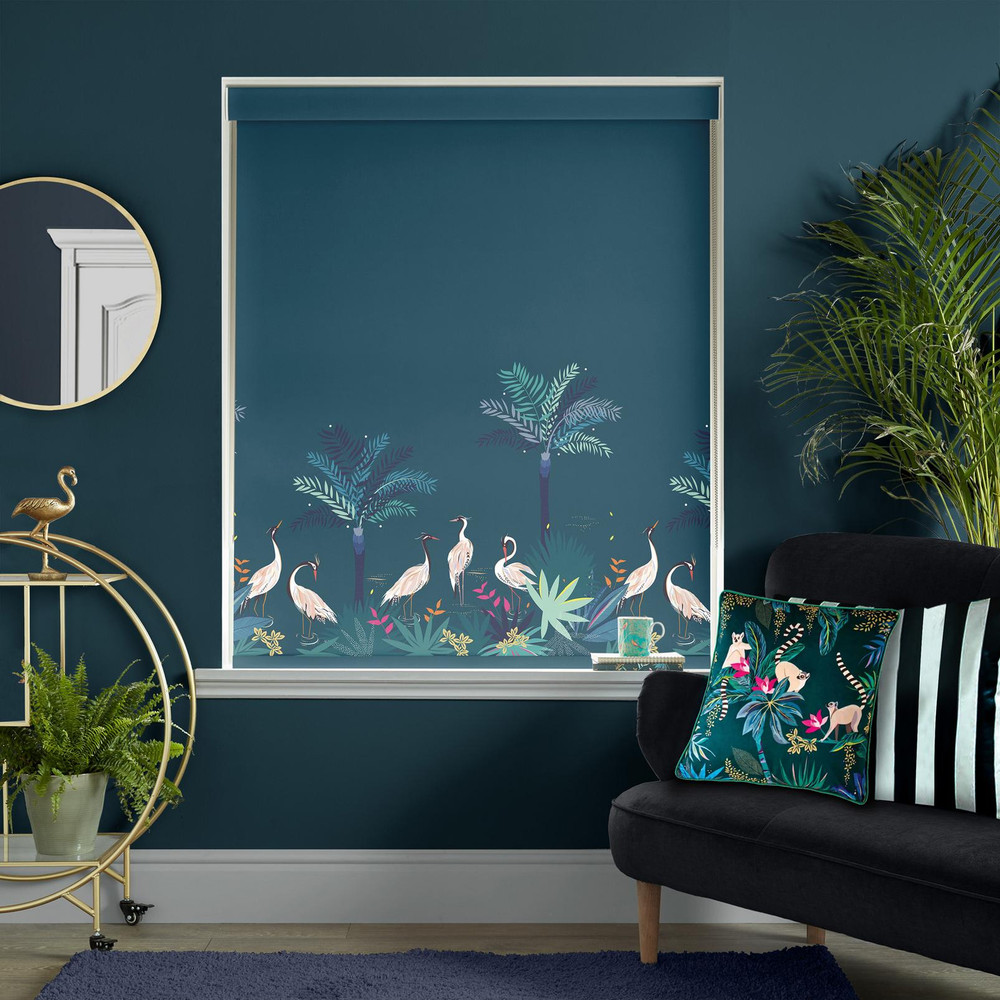 Heron Border Teal Roller Blind by Sara Miller - 131095rol_ROOMSET_02.jpg