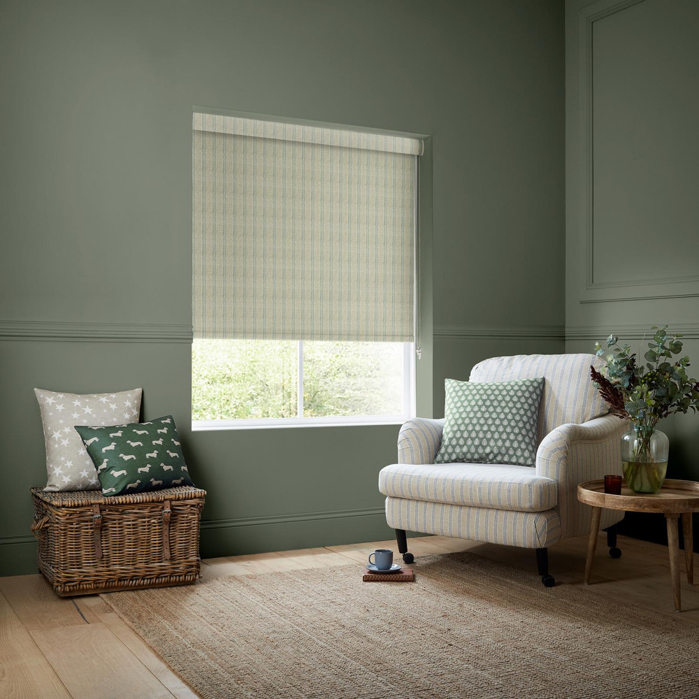 George Stripe Sage Roller Blind by Emily Bond - 131050rol_ROOMSET_02.jpg