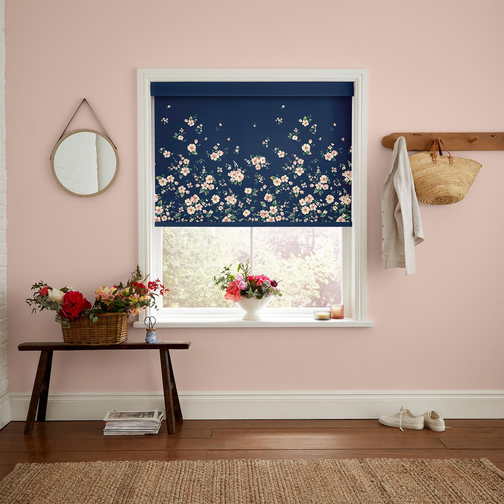 Spitalfields Border Navy Roller Blind - 130986rol_ROOMSET_01.jpg