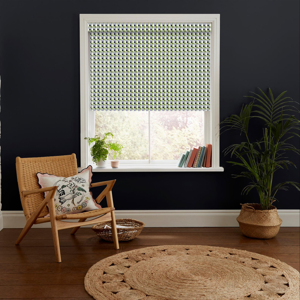 Cath Check Green Roller Blind - 130933rol_ROOMSET_01.jpg