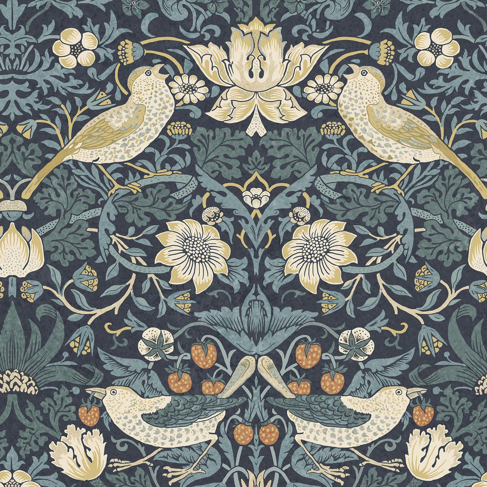 Strawberry Thief Indigo Roller Blind by William Morris At Home - 130881rol_DETAIL_01.jpg