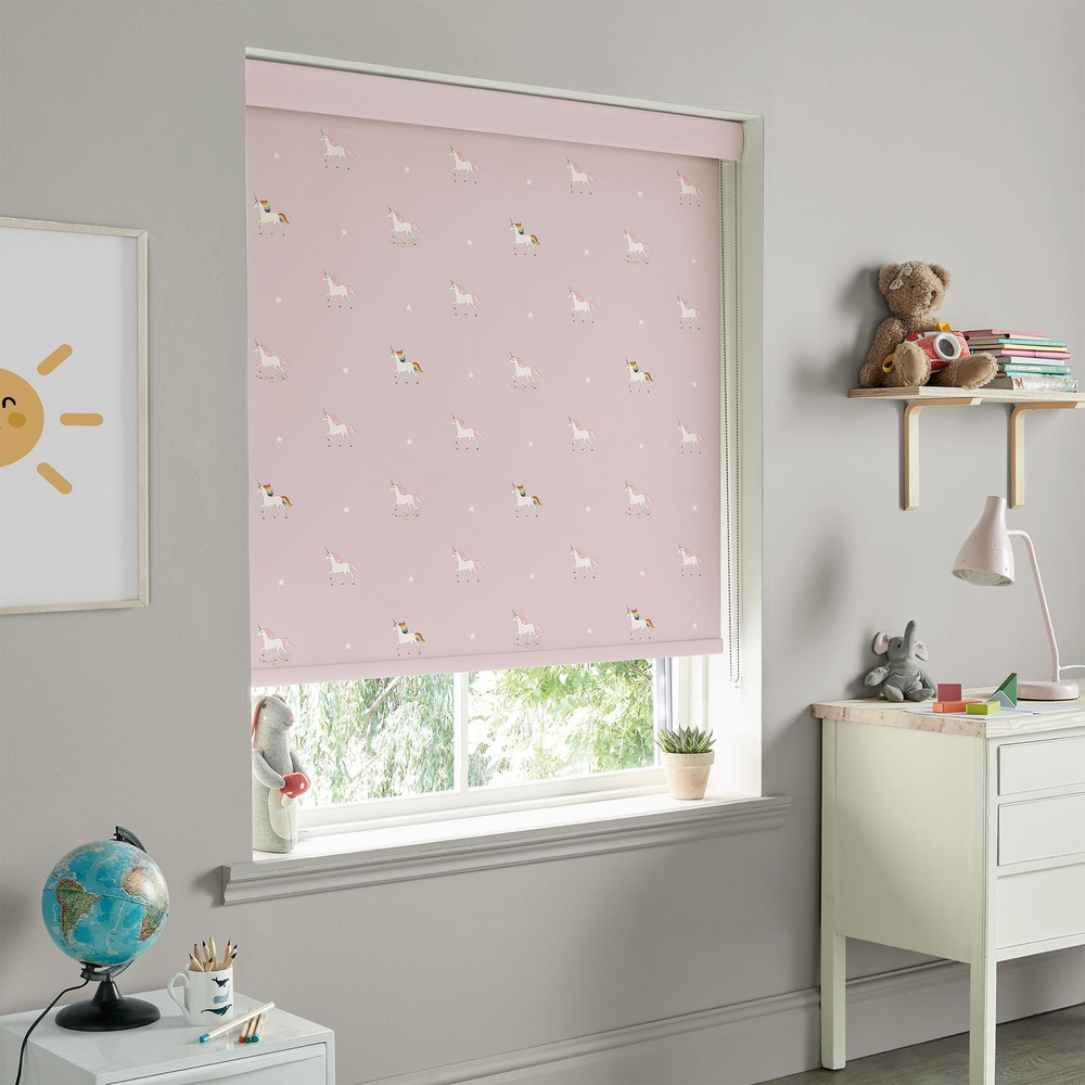 Unicorn Soft Pink Roller Blind by Sophie Allport - 130812rol_ROOMSET_02.jpg