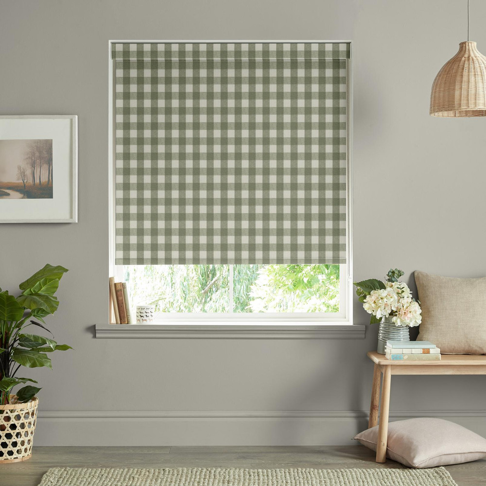 Gingham Sage Green Roller Blind - 130760rol_ROOMSET_01.jpg