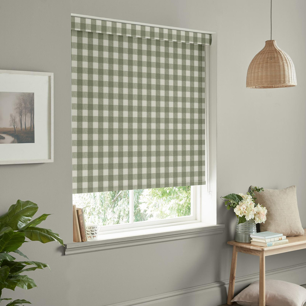 Gingham Sage Green Roller Blind - 130760rol_ROOMSET_02.jpg