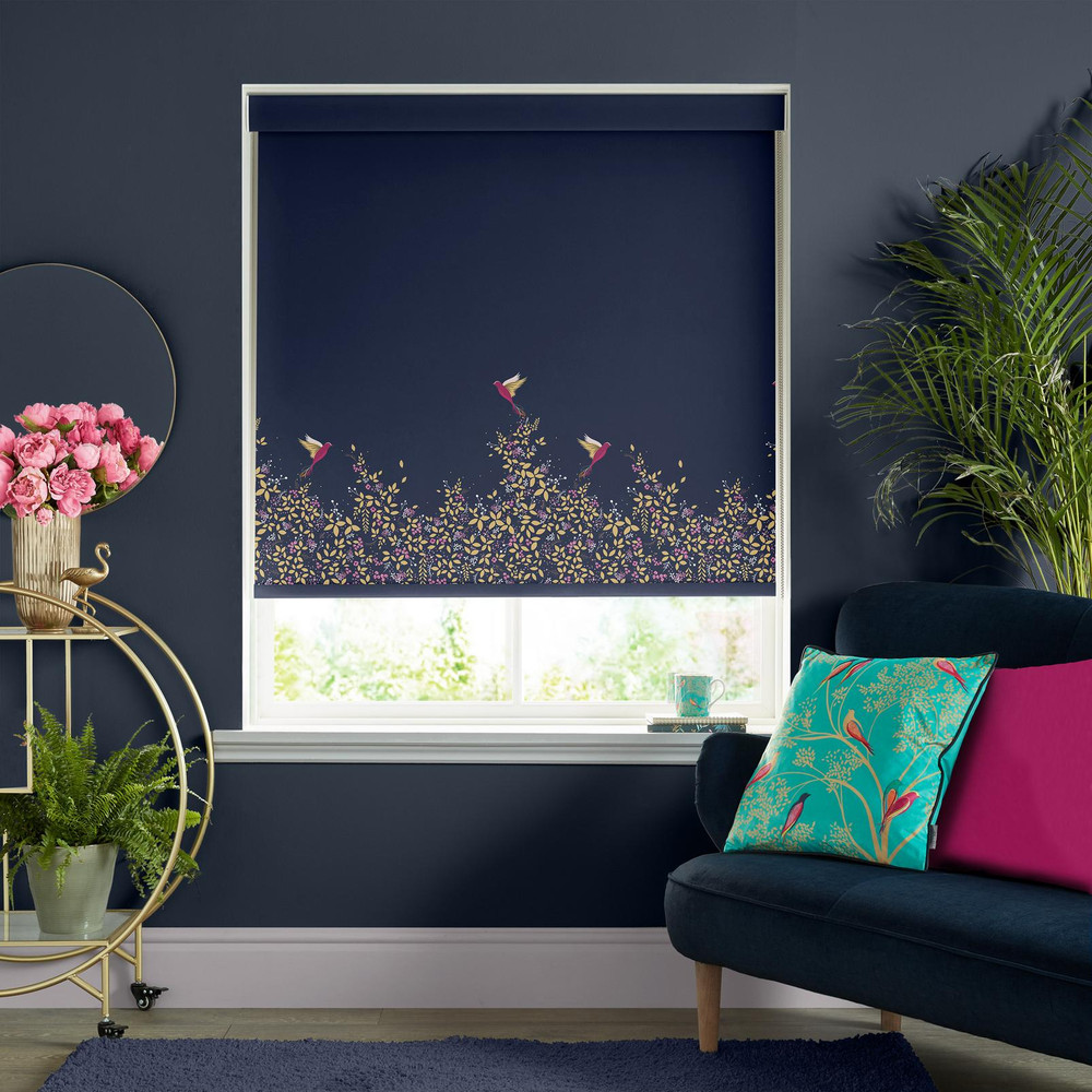 Hummingbird Border Deep Navy Roller Blind - 131107rol_ROOMSET_01.jpg