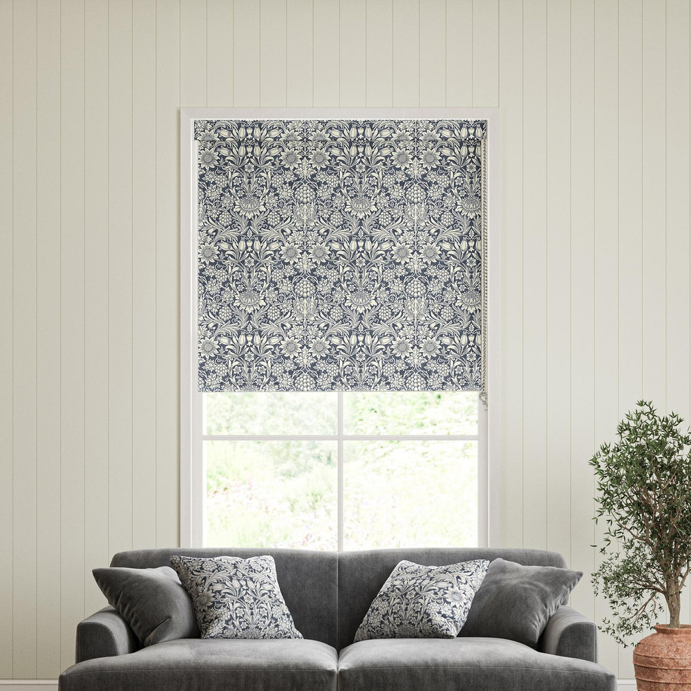 Sunflower Indigo Roller Blind by William Morris At Home - 130896rol_ROOMSET_01.jpg
