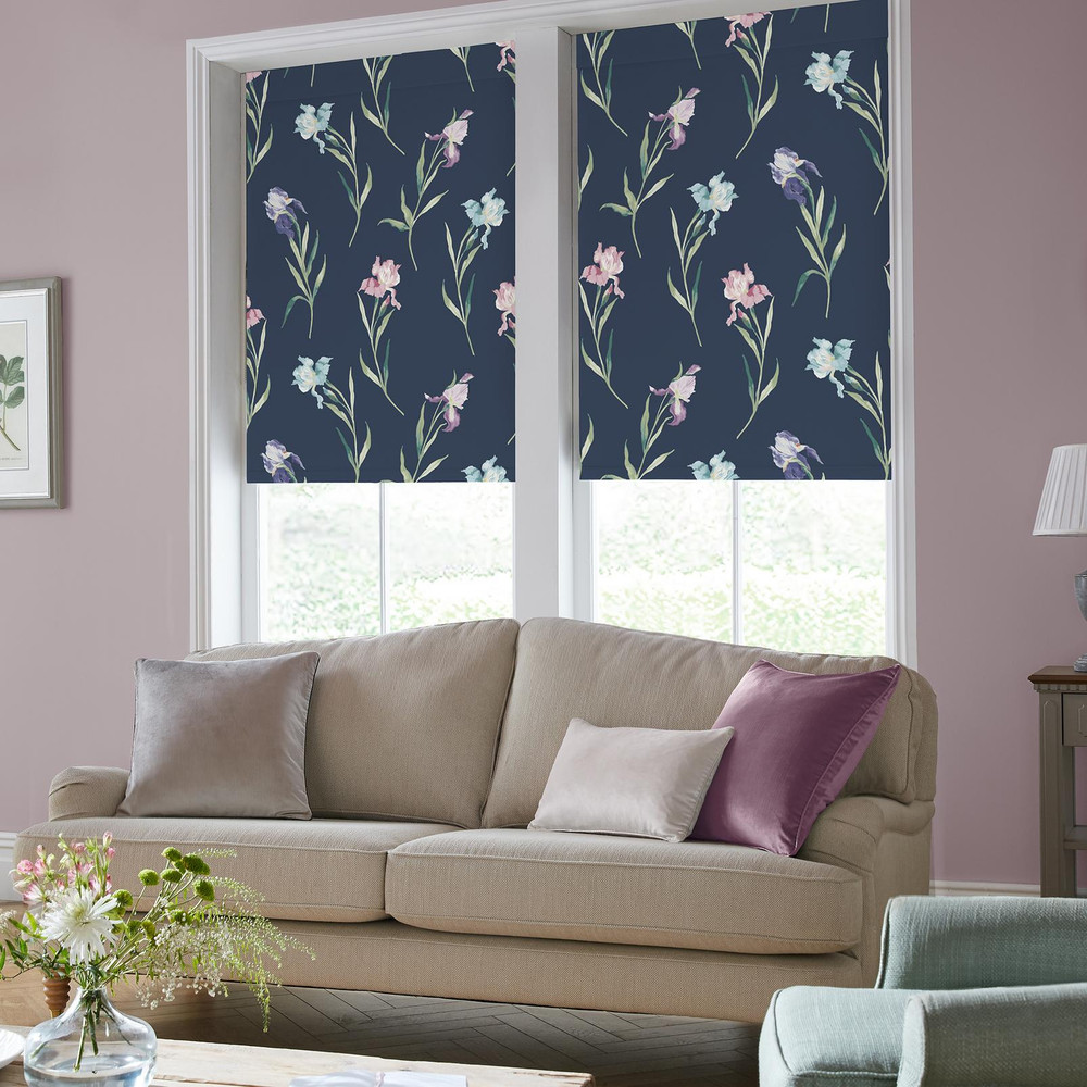 Hawling Irises Midnight Navy Roller Blind - 130688rol_ROOMSET_02.jpg