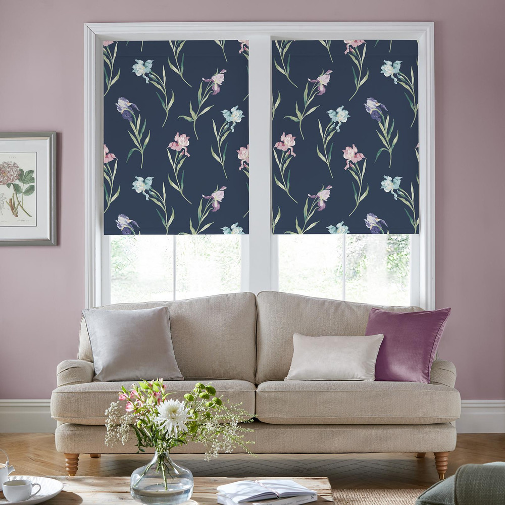 Hawling Irises Midnight Navy Roller Blind - 130688rol_ROOMSET_01.jpg