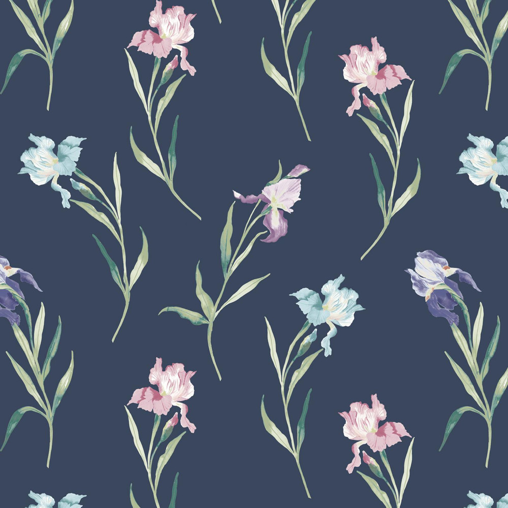 Hawling Irises Midnight Navy Roller Blind - 130688rol_DETAIL_01.jpg