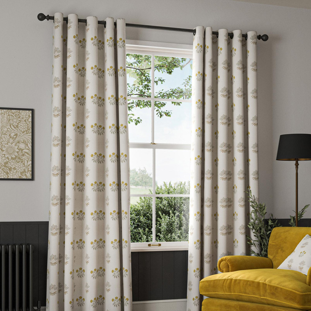 Lily Flower Embroidery Ochre Curtains - 130848cur_ROOMSET_02.jpg
