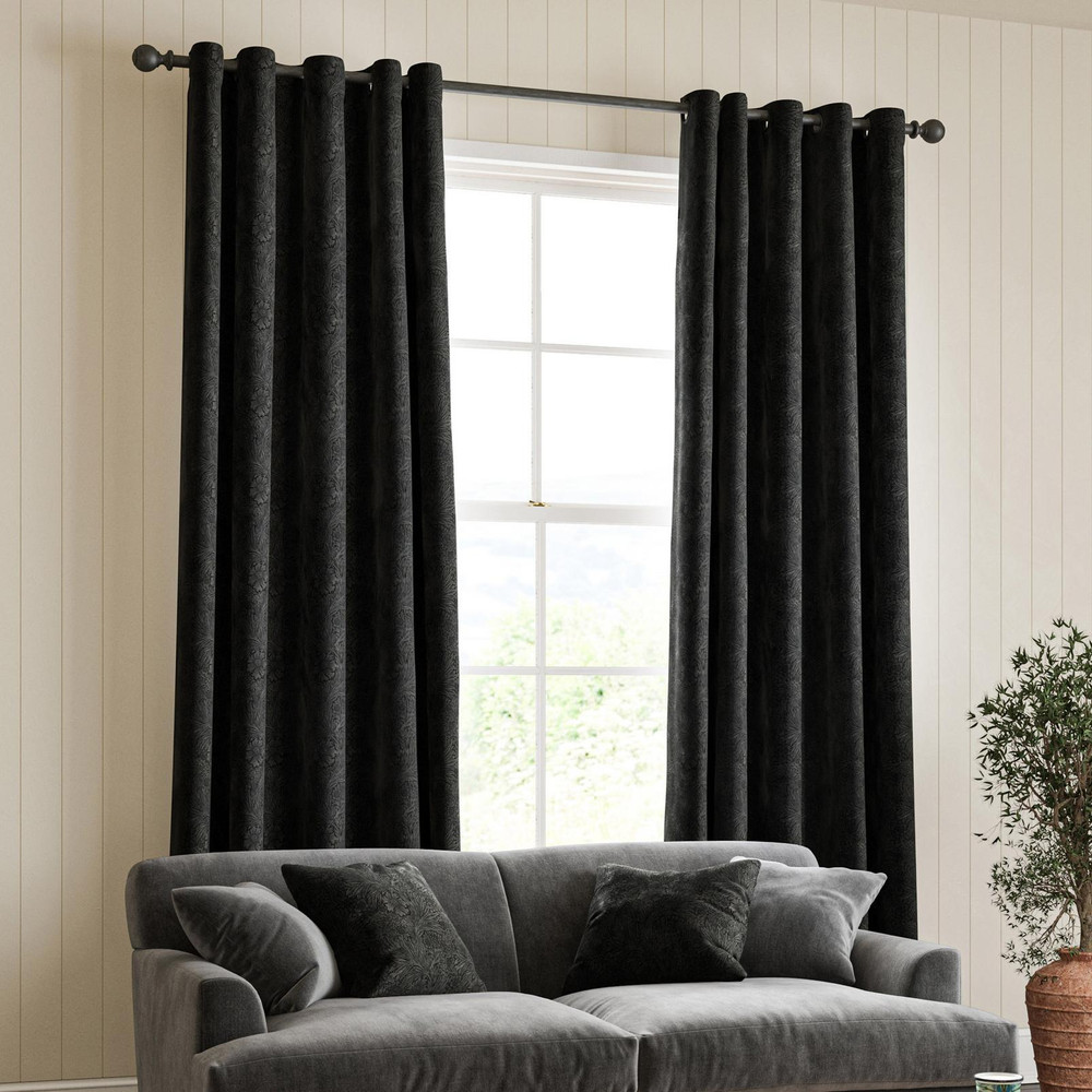 Marigold Velvet Charcoal Curtains by William Morris At Home - 130852cur_ROOMSET_02.jpg