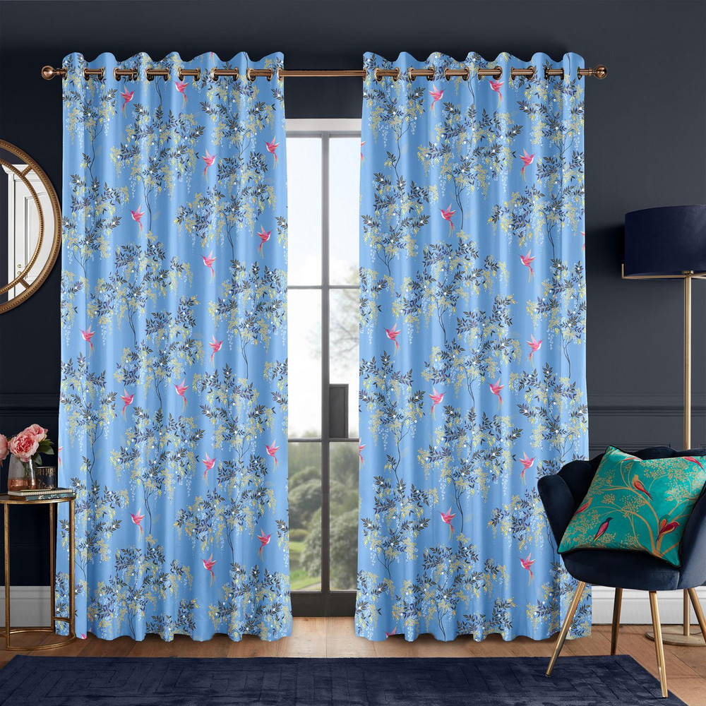 Hummingbird Cornflower Blue Curtains - 131108cur_ROOMSET_01.jpg
