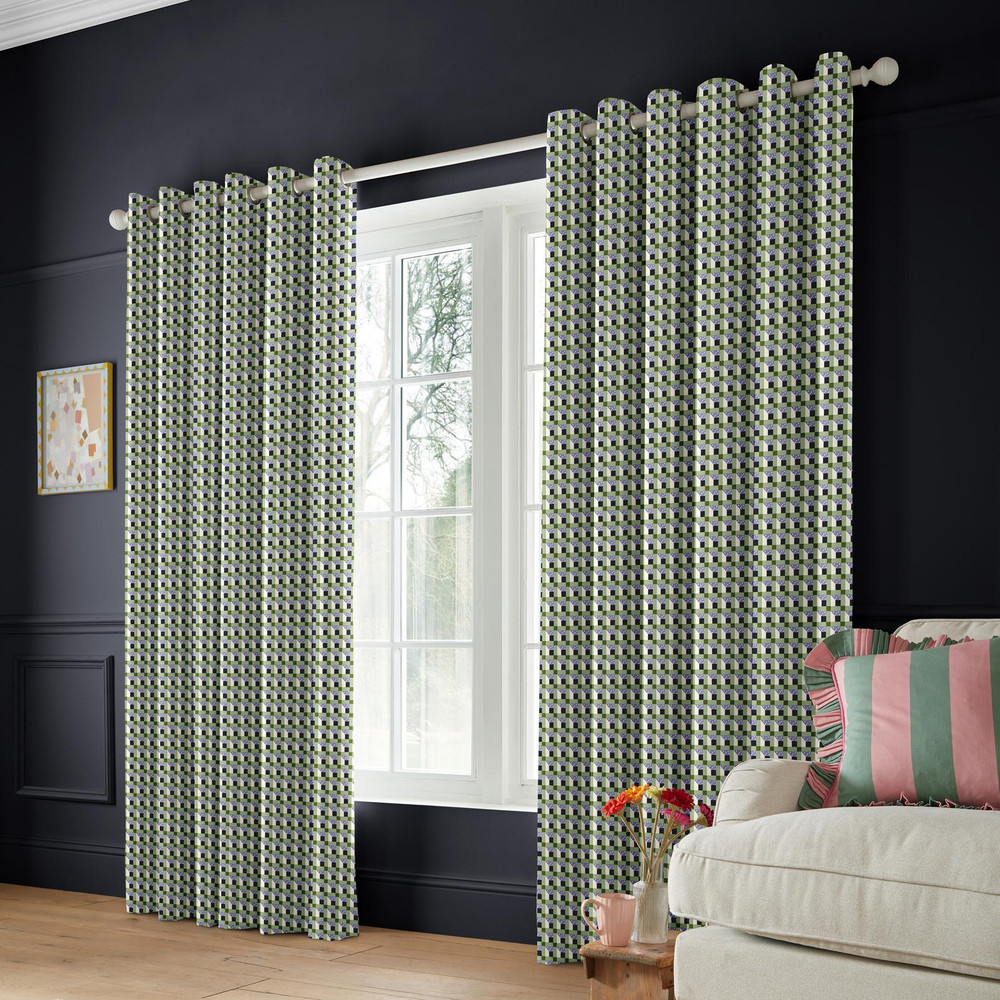 Cath Check Green Curtains - 130934cur_ROOMSET_02.jpg
