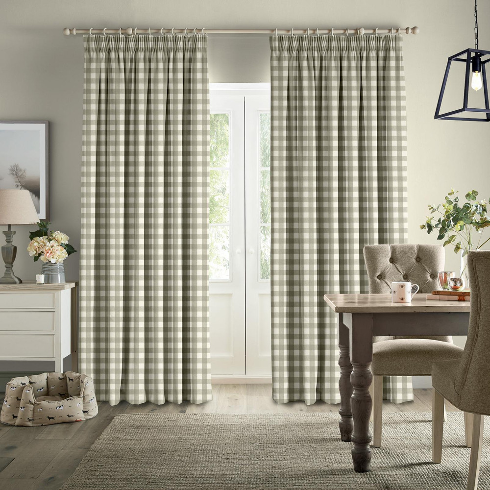 Gingham Warm Stone Curtains by Sophie Allport - 131218cur_ROOMSET_01.jpg