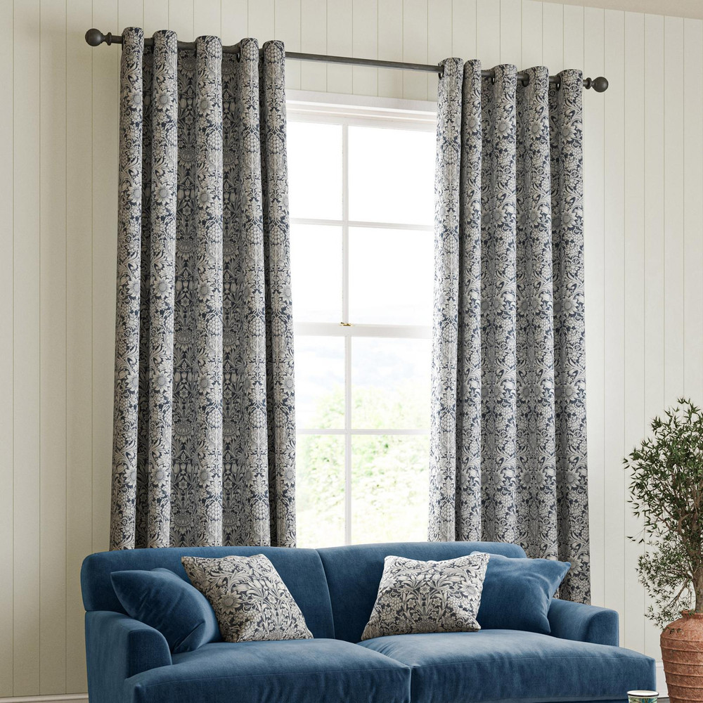 Sunflower Indigo Curtains by William Morris At Home - 130894cur_ROOMSET_01.jpg