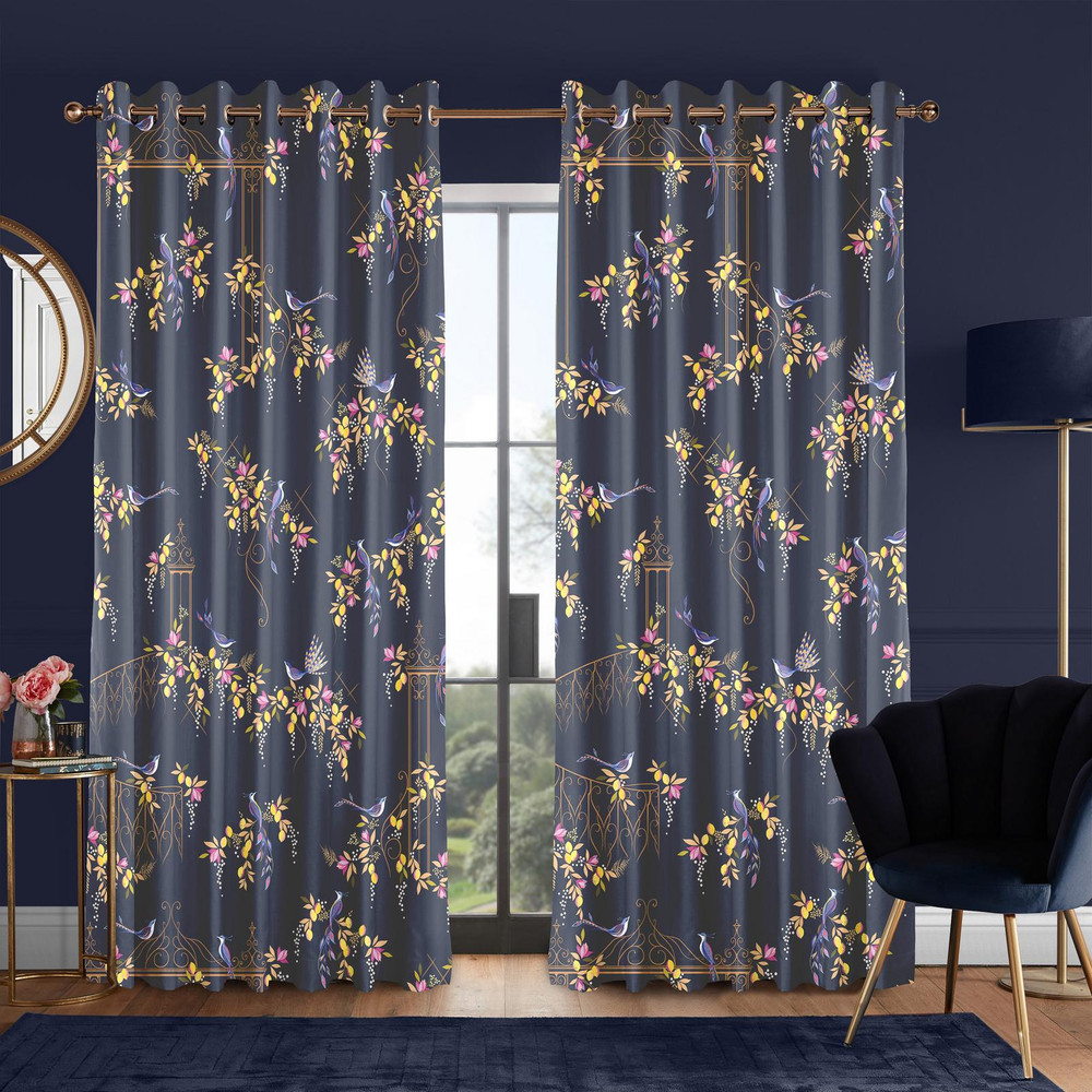 Birds & Gate Deep Navy Curtains by Sara Miller - 130752cur_ROOMSET_01.jpg
