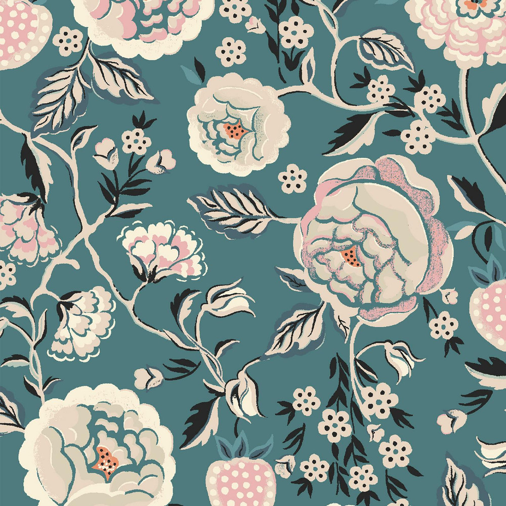 Strawberry Gardens Teal Curtains - 131002cur_DETAIL_01.jpg