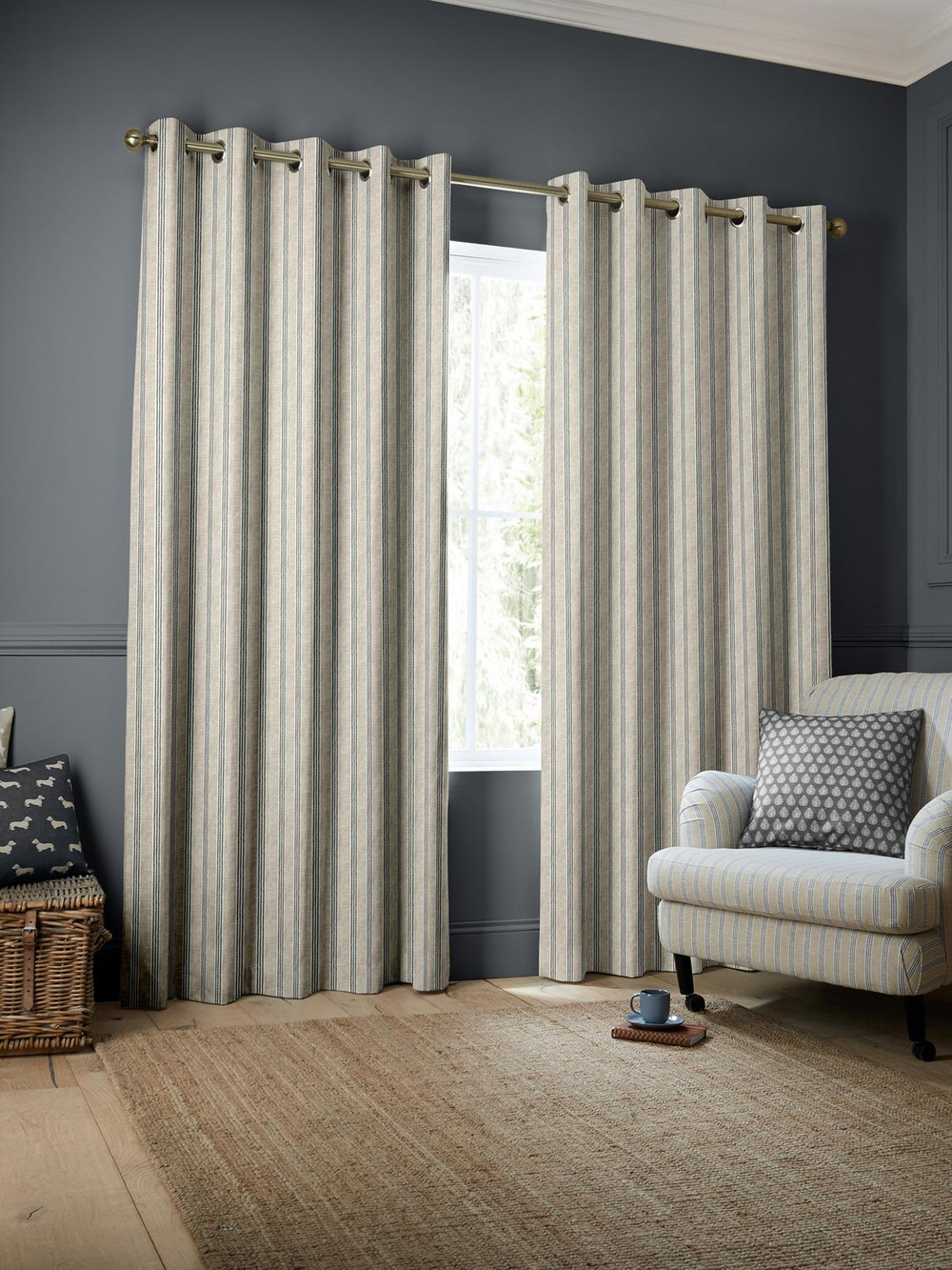 George Stripe Print Charcoal Curtains - 131039cur_ROOMSET_02.jpg