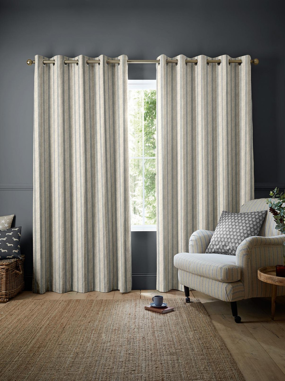 George Stripe Print Charcoal Curtains - 131039cur_ROOMSET_01.jpg