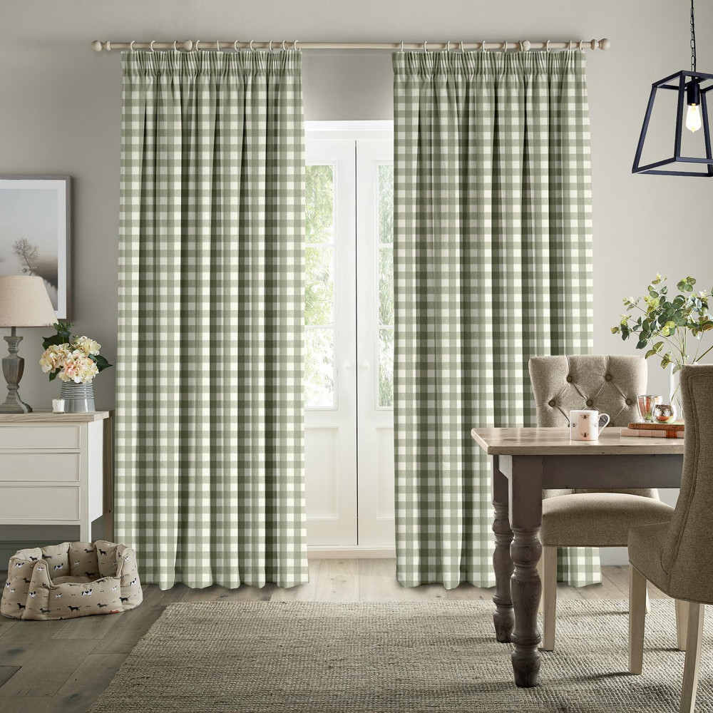 Gingham Sage Curtains by Sophie Allport - 131217cur_ROOMSET_01.jpg