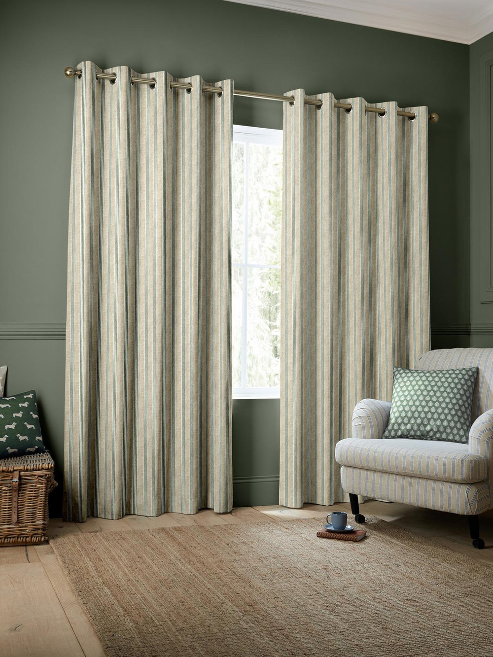 George Stripe Print Fern Curtains by Emily Bond - 131042cur_ROOMSET_02.jpg