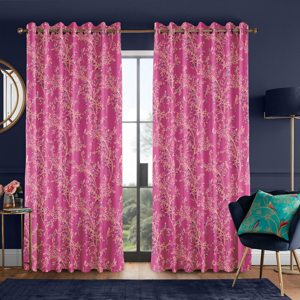 Birds of Paradise Fuchsia Curtains - 131219cur_ROOMSET_01.jpg