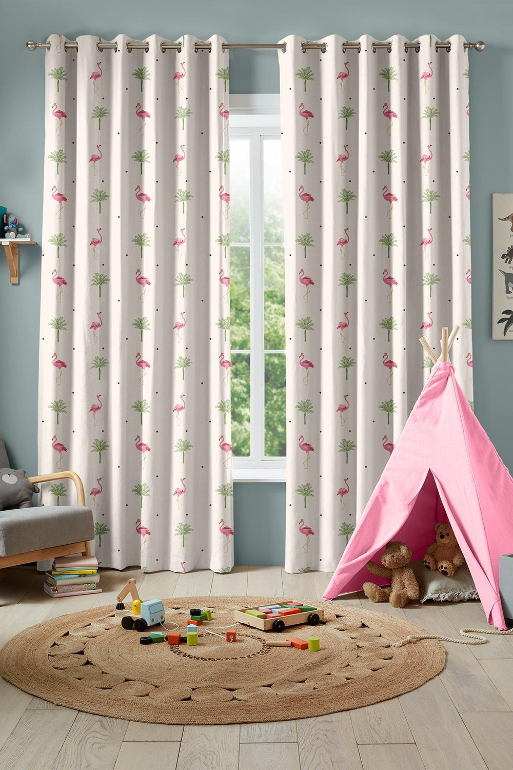 Flamingo Cream Curtains - 131084cur_ROOMSET_01.jpg